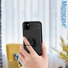 Microcase Huawei Y5P Focus Serisi Yüzük Standlı Silikon Kılıf - Siyah