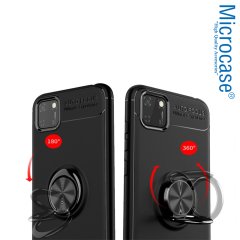 Microcase Huawei Y5P Focus Serisi Yüzük Standlı Silikon Kılıf - Siyah