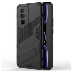 Microcase Xiaomi Redmi K60 / Redmi K60 Pro Matrix Serisi Armor Standlı Perfect Koruma Kılıf - Siyah AL3416