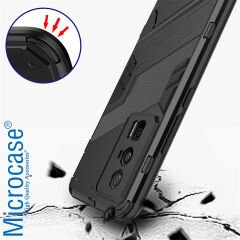Microcase Xiaomi Redmi K60 / Redmi K60 Pro Matrix Serisi Armor Standlı Perfect Koruma Kılıf - Siyah AL3416