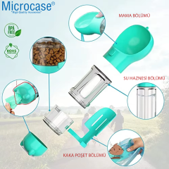 Microcase Taşınabilir Hazneli Mama Kaplı Kaka Poşetli Kedi Köpek Suluğu 300ml - AL48844