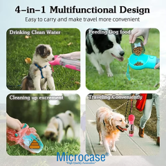Microcase Taşınabilir Hazneli Mama Kaplı Kaka Poşetli Kedi Köpek Suluğu 300ml - AL48844