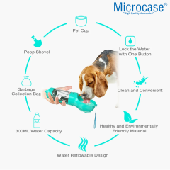 Microcase Taşınabilir Hazneli Mama Kaplı Kaka Poşetli Kedi Köpek Suluğu 300ml - AL48844