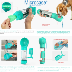 Microcase Taşınabilir Hazneli Mama Kaplı Kaka Poşetli Kedi Köpek Suluğu 300ml - AL48844