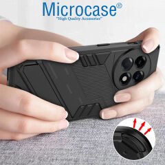 Microcase OnePlus 11 Global Matrix Serisi Armor Standlı Perfect Koruma Kılıf - Siyah AL3416