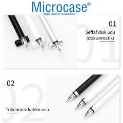 Microcase Universal Telefon Tablet iPad 2in1 Disk Uçlu Stylus Pen Dokunmatik Kalem - AL3462