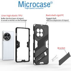 Microcase OnePlus 11R / OnePlus Ace 2 Matrix Serisi Armor Standlı Perfect Koruma Kılıf - Siyah AL3416
