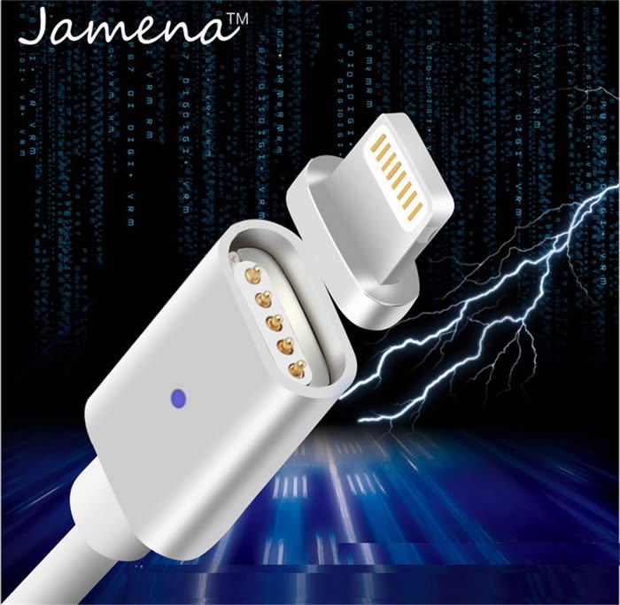 Apple iPhone 8-8 Plus Lightning Ledli Mıknatıs Şarj Kablosu