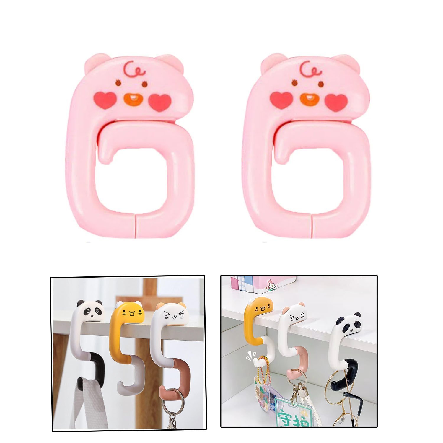 Microcase Sevimli Hayvan Figürlü Katlanabilir Kanca Askı - AL4705 2 Adet