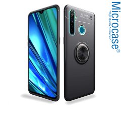 Microcase Huawei Y7 2019  Focus Serisi Yüzük Standlı Silikon Kılıf - Siyah