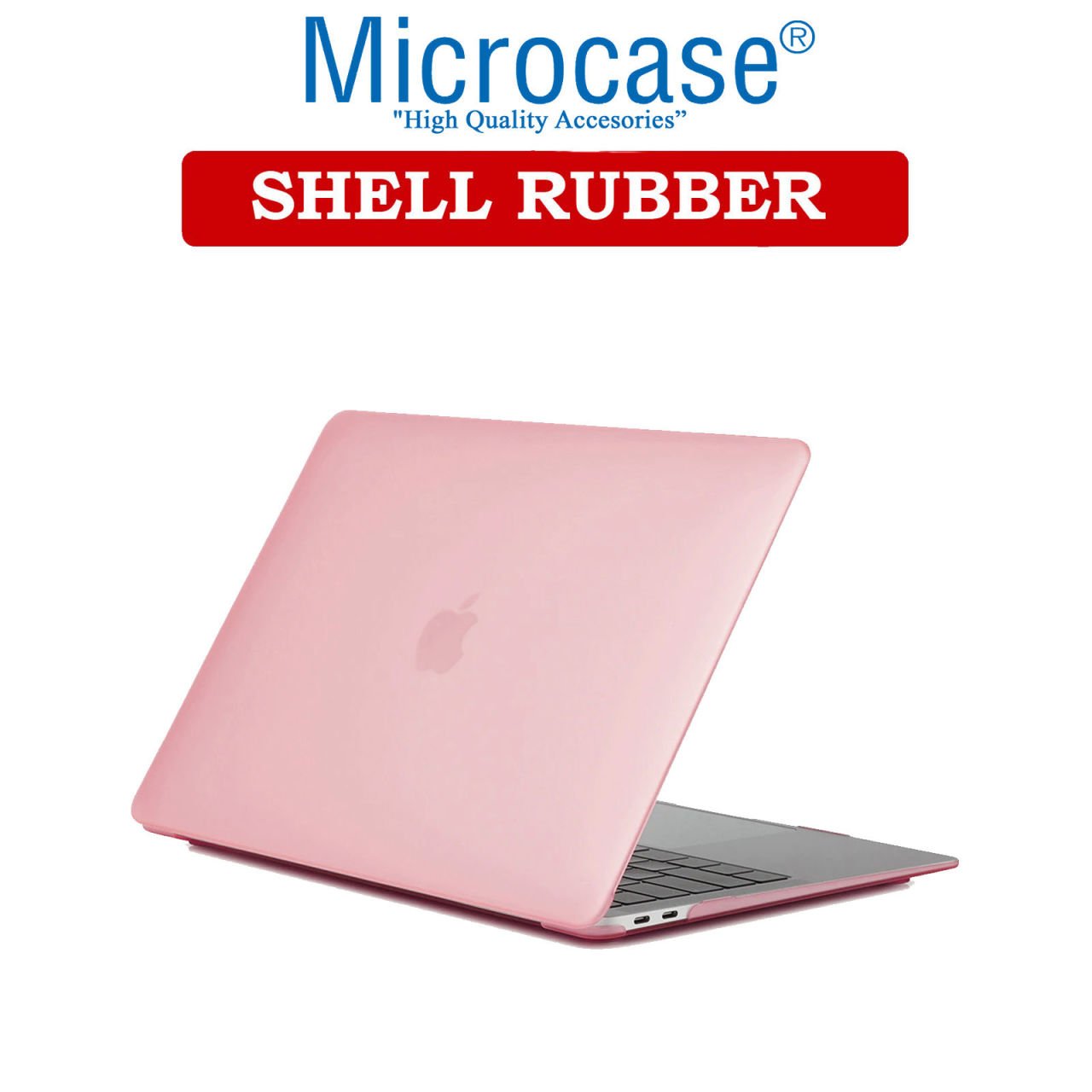 Microcase Macbook Pro 13 A1989 Touch Bar 2018 Shell Rubber Kapak Kılıf - Pembe