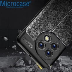 Microcase OnePlus 11 (Global) Leather Serisi Deri Efekt Silikon Kılıf - Siyah AL3337