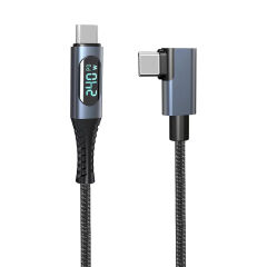 Microcase 240W Dijital Göstergeli L Tipi Type-C To Type -C 100 CM Örgülü Kablo Hızlı Şarj ve Data Kablosu -AL5817