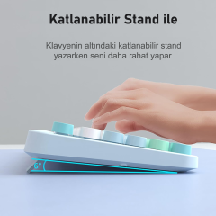 Microcase Mofii Ayıcık Desenli Kablosuz Renkli Yuvarlak Tuşlu Türkçe Klavye Mouse Set-AL4258