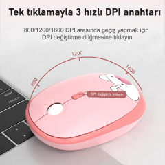 Microcase Mofii Ayıcık Desenli Kablosuz Renkli Yuvarlak Tuşlu Türkçe Klavye Mouse Set-AL4258