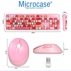 Microcase Mofii Ayıcık Desenli Kablosuz Renkli Yuvarlak Tuşlu Türkçe Klavye Mouse Set-AL4258