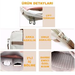 Microcase Samsung S11 11 inch için Tablet Çantası 2 Bölmeli AL4228 Lacivert Gri Krem