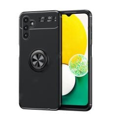 Microcase Samsung Galaxy A04S Focus Serisi Yüzük Standlı Silikon Kılıf - Siyah AL3363