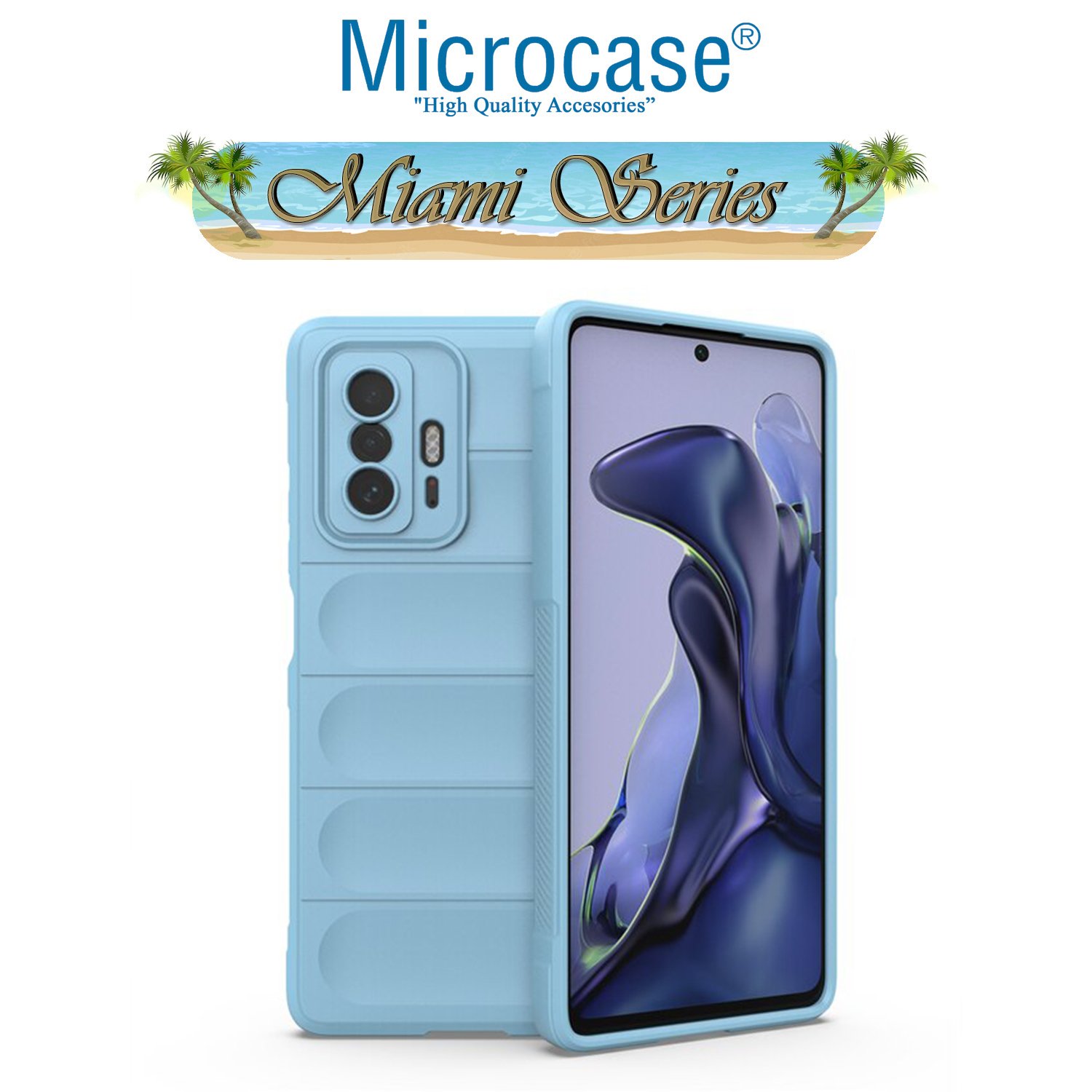 Microcase Xiaomi 11T Miami Serisi Darbeye Dayanıklı Silikon Kılıf - Açık Mavi