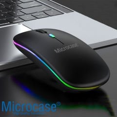 Microcase Tablet Telefonlar için RGB Işıklı Şarjlı Bluetooth Klavye + Mouse  AL4884