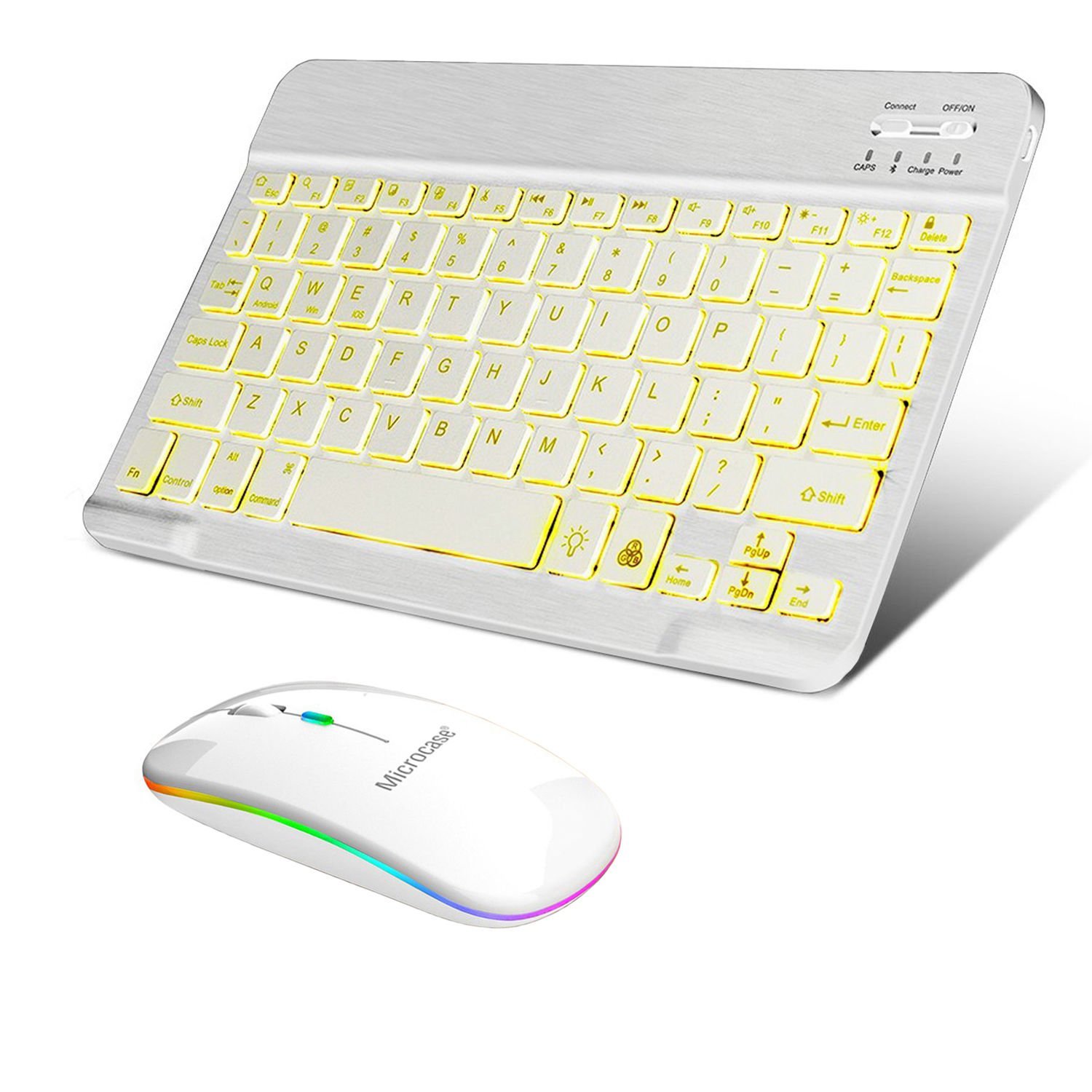 Microcase Tablet Telefonlar için RGB Işıklı Şarjlı Bluetooth Klavye + Mouse  AL4884