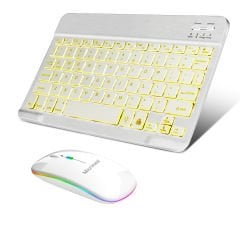 Microcase Tablet Telefonlar için RGB Işıklı Şarjlı Bluetooth Klavye + Mouse  AL4884