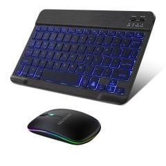 Microcase Tablet Telefonlar için RGB Işıklı Şarjlı Bluetooth Klavye + Mouse  AL4884