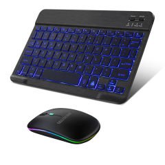 Microcase Tablet Telefonlar için RGB Işıklı Şarjlı Bluetooth Klavye + Mouse  AL4884