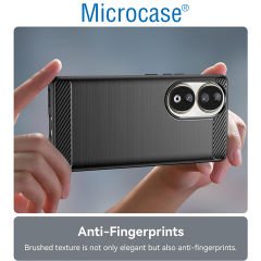 Microcase Honor 90 için Brushed Carbon Fiber Silikon Kılıf - Siyah AL3332
