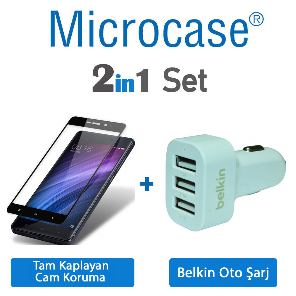 Redmi Note 5A Prime Tam Kaplayan Tempered Cam Koruma+Belkin Şarj