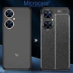 Microcase Huawei Nova 11İ Leather Serisi Deri Efekt Silikon Kılıf - Siyah AL3337