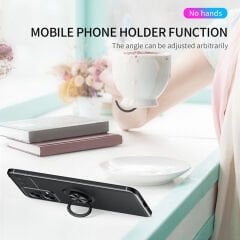 Microcase Xiaomi Poco x5 5G Focus Serisi Yüzük Standlı Silikon Kılıf - Siyah AL3363