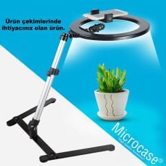 Microcase Işıklı Ürün Çekim Standı Tripod + Bluetooth Kumanda + Telefon Tutucu + Ring Halka Led Lamba- AL3056