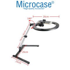 Microcase Işıklı Ürün Çekim Standı Tripod + Bluetooth Kumanda + Telefon Tutucu + Ring Halka Led Lamba- AL3056