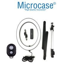 Microcase Işıklı Ürün Çekim Standı Tripod + Bluetooth Kumanda + Telefon Tutucu + Ring Halka Led Lamba- AL3056