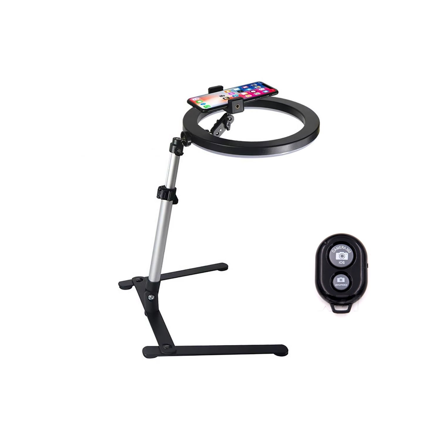 Microcase Işıklı Ürün Çekim Standı Tripod + Bluetooth Kumanda + Telefon Tutucu + Ring Halka Led Lamba- AL3056