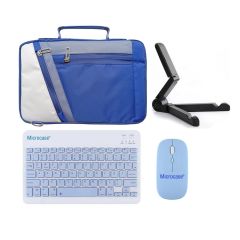 Microcase Vorcom SXPro 10.1 inch Uyumlu Tablet Çanta+Türkçe Bluetooth Klavye +Mouse+ Standı-Mavi AL4384