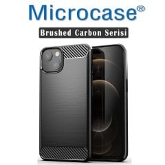 Microcase iPhone 13 mini Brushed Carbon Fiber Silikon Kılıf - Siyah