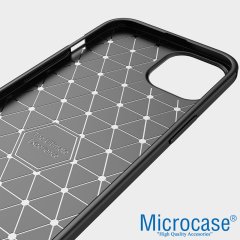 Microcase iPhone 13 mini Brushed Carbon Fiber Silikon Kılıf - Siyah