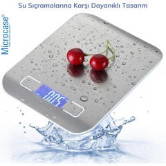 Microcase Hassas Ölçümlü Maksimum 5 Kg Kapasiteli Led Ekran Platin Dijital Mutfak Tartısı AL4281