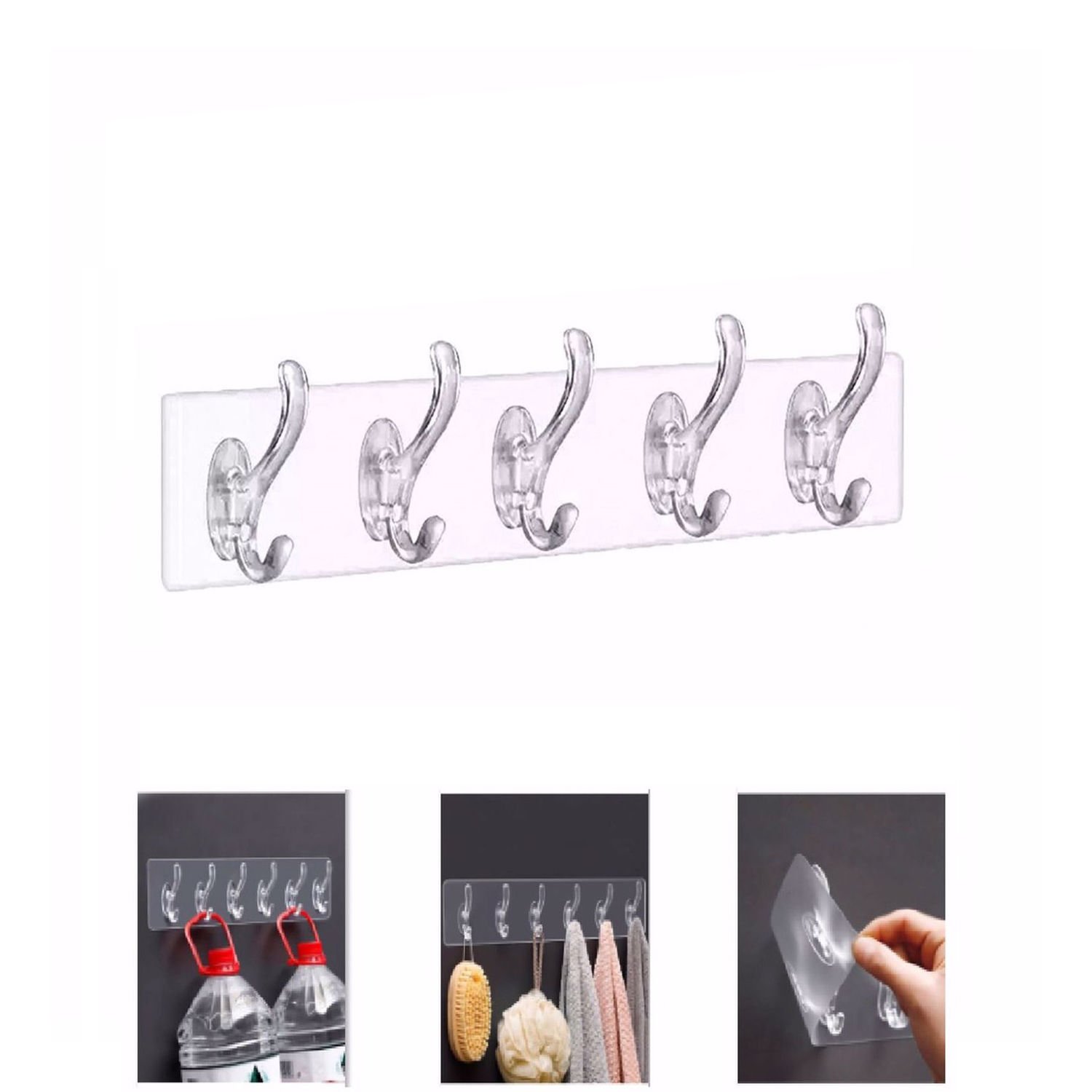 Microcase 5 başlı Yapışkanlı Duvar Askısı Banyo Mutfak Düzenleyici Askılık AL4304