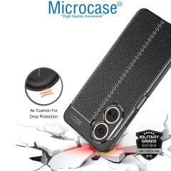 Microcase Huawei Nova 10 SE Leather Serisi Deri Efekt Silikon Kılıf - Siyah AL3337