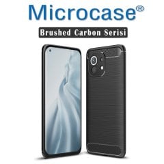 Microcase Xiaomi 11 Lite 5G NE Brushed Carbon Fiber Silikon Kılıf - Siyah