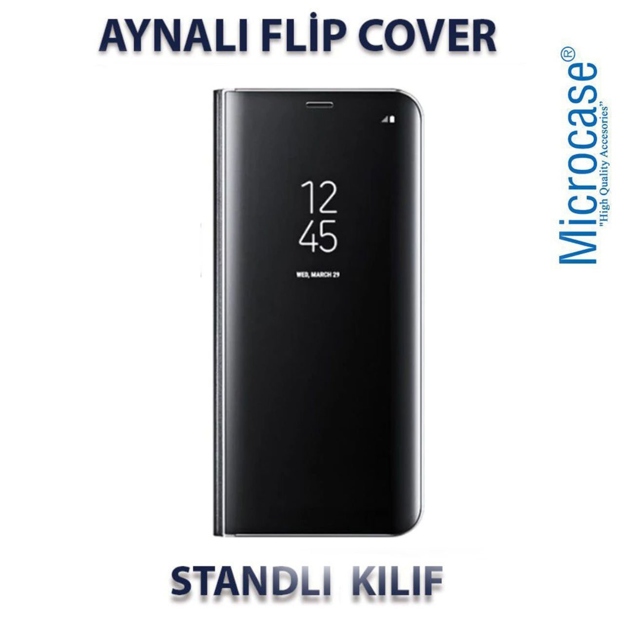 Microcase Xiaomi Poco X3 NFC Aynalı Kapak Clear View Flip Cover Standlı Kılıf