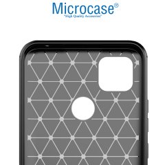 Microcase Xiaomi Redmi 9 Activ Brushed Carbon Fiber Silikon Kılıf - Siyah