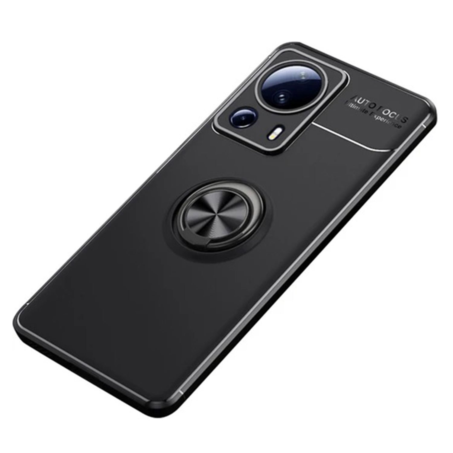 Microcase Xiaomi 13 Lite / Civi2 (Global) Focus Serisi Yüzük Standlı Silikon Kılıf - Siyah AL3363