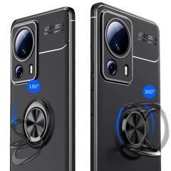 Microcase Xiaomi 13 Lite / Civi2 (Global) Focus Serisi Yüzük Standlı Silikon Kılıf - Siyah AL3363