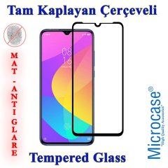 Microcase Xiaomi Mi 9 Lite Tam Kaplayan Çerçeveli Tempered Ekran Koruyucu - MAT SİYAH