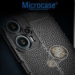 Microcase Xiaomi Redmi Note 12T Pro / Note 11T Pro Leather Serisi Deri Efekt Silikon Kılıf - Siyah AL3337