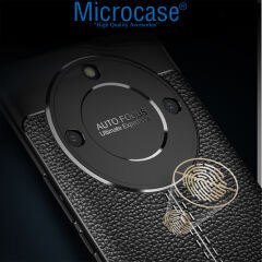 Microcase Honor X9a 5G Leather Serisi Deri Efekt Silikon Kılıf - Siyah AL3337